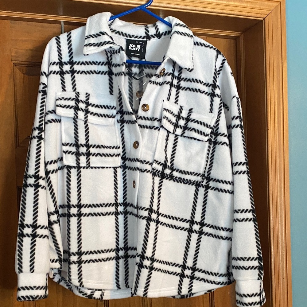 Plaid Button Down Shirt - Black and White